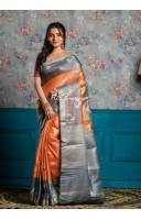All Over Self Weaving Minakari Banarasi Work Design Silk Linen Saree (KR1842)