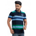 Navy Blue And Green Striped Cotton Polo Collar T-shirt (NS56) Navy Blue And Green Striped Cotton Polo Collar T-shirt (NS56)