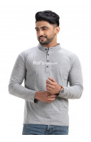 Regular Fit Solid Henley Neck Full Sleeve Cotton T-shirt (NS54)