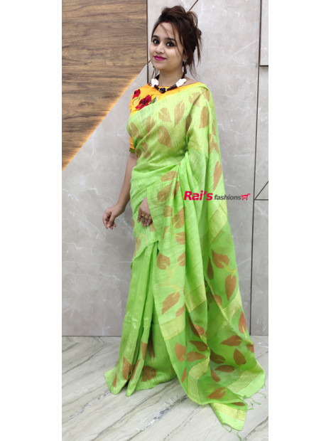  Pure Handloom Hand Spun Matka Silk With Handweaving Fine Jamdani Work And Reshom Silk Pallu Saree (04AD30)