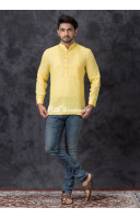 Lemon Yellow Short Kurta For Men (KR1271)