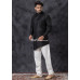 Princess Cut Black Cotton Silk Men Kurta (KR1341)