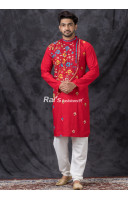 Embroidery Worked Red Men Punjabi (KR1364) Embroidery Worked Red Men Punjabi (KR1364)