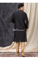 Black Silk Men Punjabi Set (KR1370)
