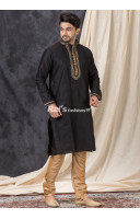 Black Silk Men Punjabi Set (KR1370)