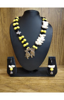Cotton Balls With Silver Oxidize Charms And Sankh Combine Handmade Jewellery (MA21J015)
