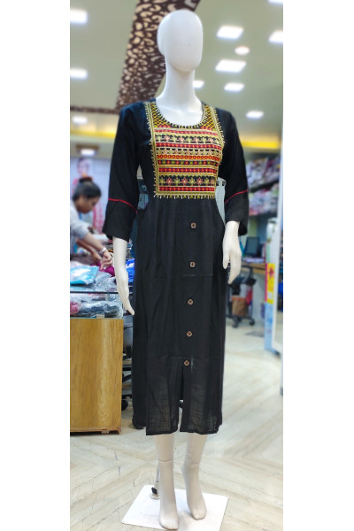 Embroidery Worked Frock Cutting Straight Cut Kurti (KR2005)