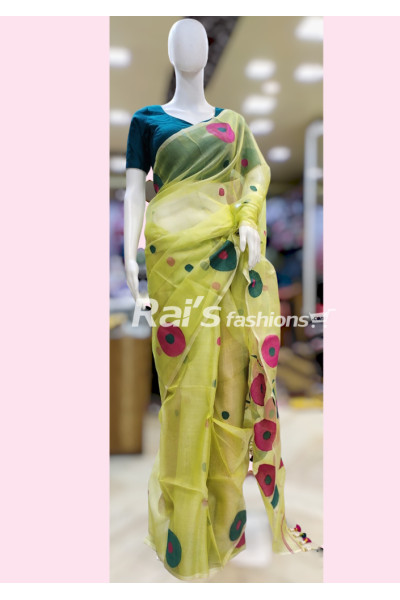All Over Multicolor Butta Weaving Design Muslin Silk Saree (NDR12)